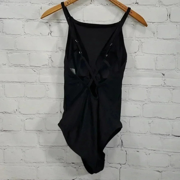 Kona Sol Black High Neck Full Coverage One Piece Swimsuit Womens Size M - Picture 4 of 12